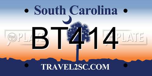 BT414 South Carolina License Plate