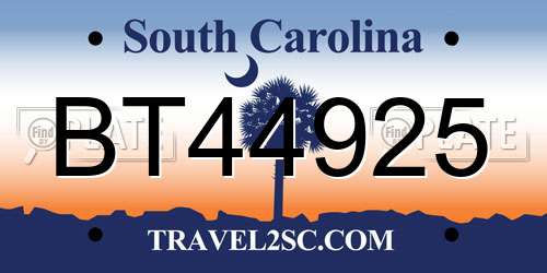 BT44925 South Carolina License Plate