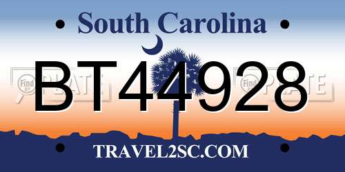 BT44928 South Carolina License Plate