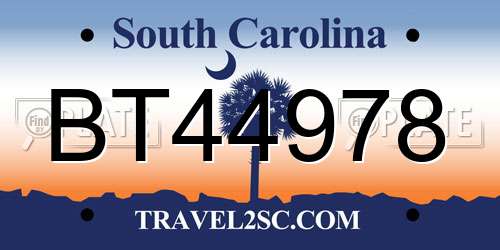 BT44978 South Carolina License Plate