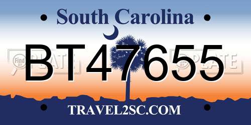BT47655 South Carolina License Plate