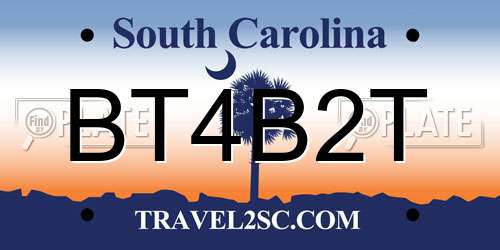 BT4B2T South Carolina License Plate