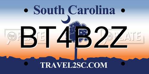 BT4B2Z South Carolina License Plate