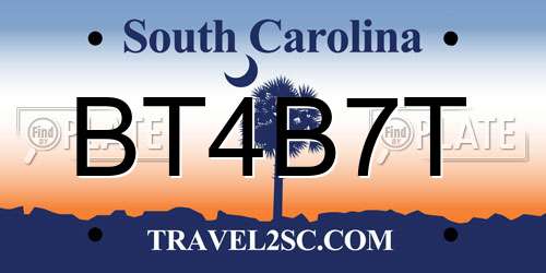 BT4B7T South Carolina License Plate