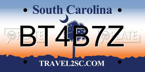 BT4B7Z South Carolina License Plate