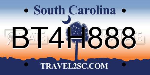 BT4H888 South Carolina License Plate