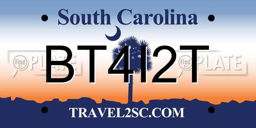 BT4I2T South Carolina License Plate