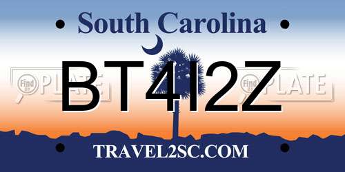 BT4I2Z South Carolina License Plate