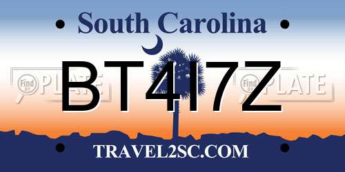 BT4I7Z South Carolina License Plate