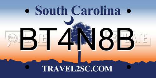 BT4N8B South Carolina License Plate