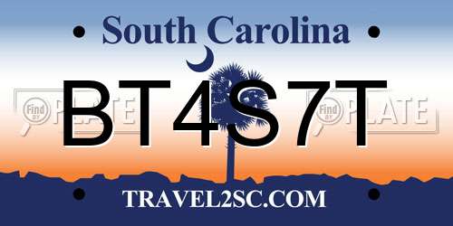 BT4S7T South Carolina License Plate