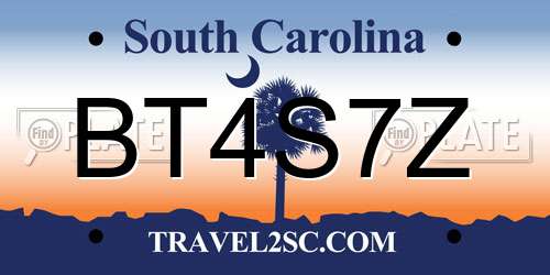 BT4S7Z South Carolina License Plate