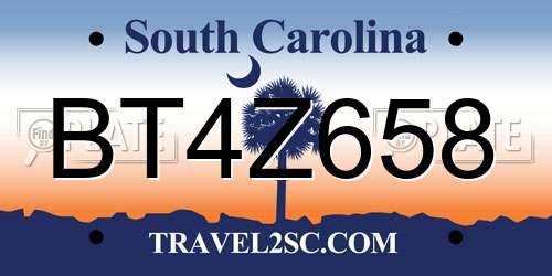 BT4Z658 South Carolina License Plate