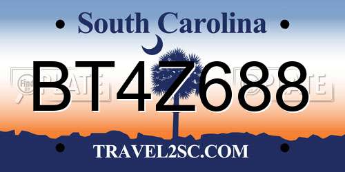 BT4Z688 South Carolina License Plate
