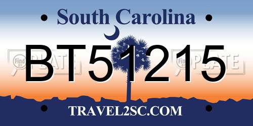 BT51215 South Carolina License Plate