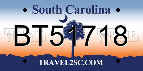 BT51718 South Carolina License Plate