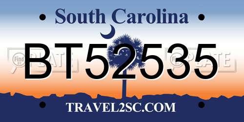 BT52535 South Carolina License Plate