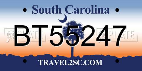 BT55247 South Carolina License Plate