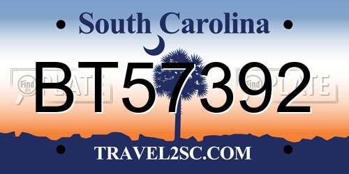 BT57392 South Carolina License Plate