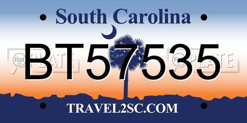 BT57535 South Carolina License Plate