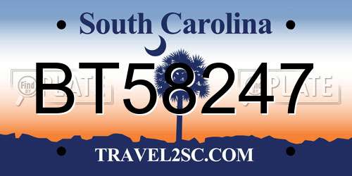 BT58247 South Carolina License Plate