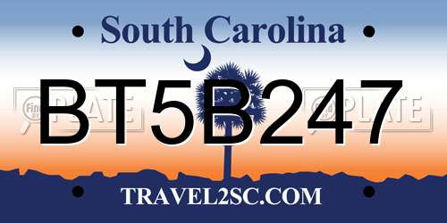 BT5B247 South Carolina License Plate