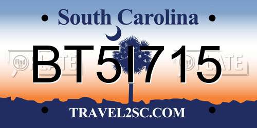 BT5I715 South Carolina License Plate