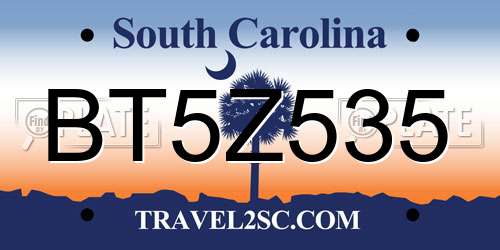 BT5Z535 South Carolina License Plate
