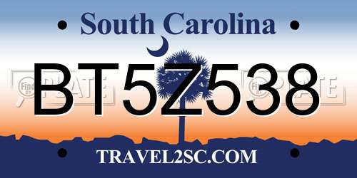 BT5Z538 South Carolina License Plate