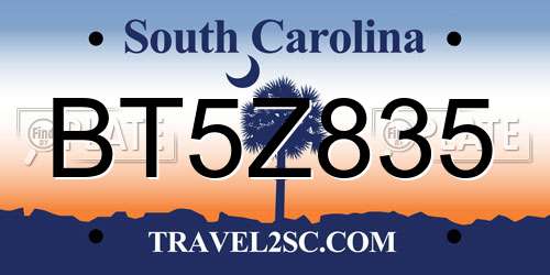 BT5Z835 South Carolina License Plate