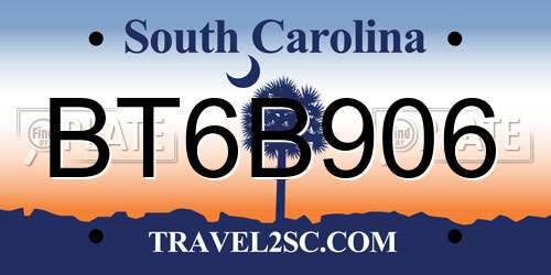 BT6B906 South Carolina License Plate