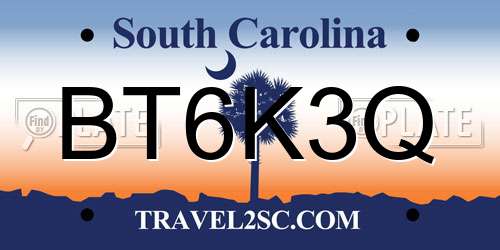 BT6K3Q South Carolina License Plate