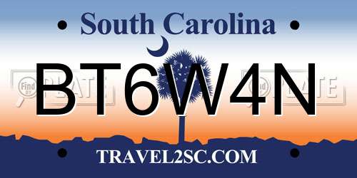 BT6W4N South Carolina License Plate