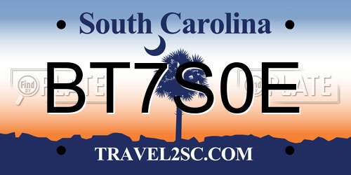BT7S0E South Carolina License Plate