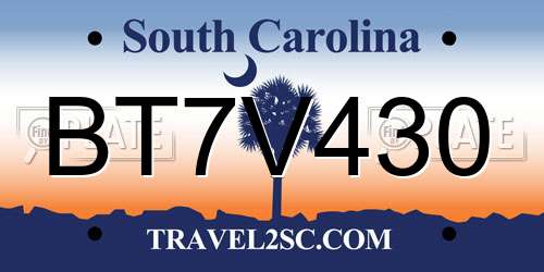 BT7V430 South Carolina License Plate