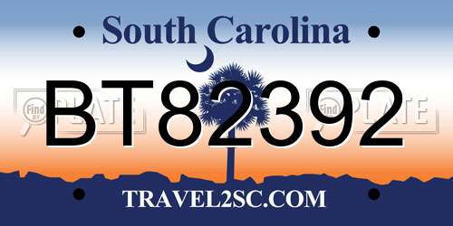 BT82392 South Carolina License Plate