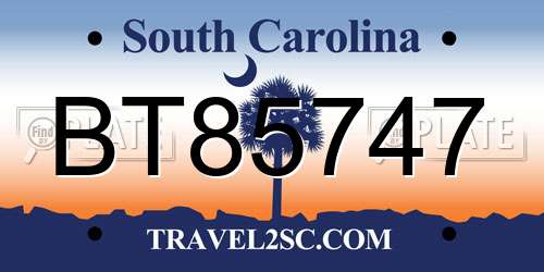 BT85747 South Carolina License Plate
