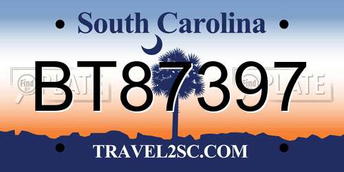 BT87397 South Carolina License Plate