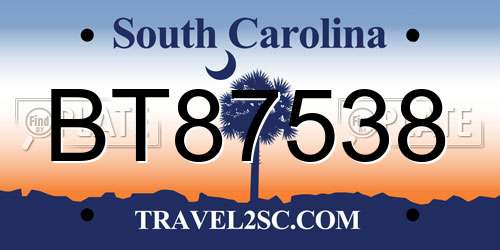 BT87538 South Carolina License Plate