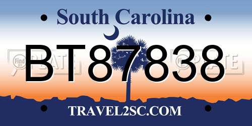 BT87838 South Carolina License Plate
