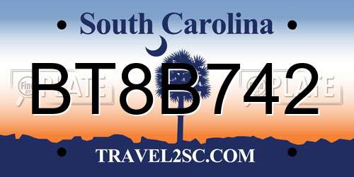 BT8B742 South Carolina License Plate