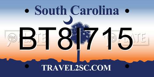 BT8I715 South Carolina License Plate
