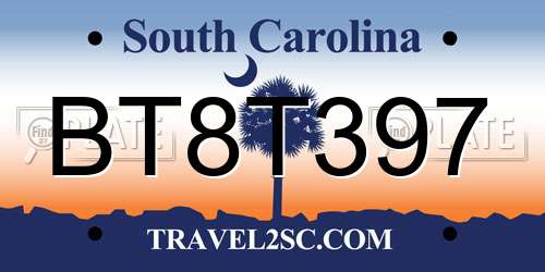 BT8T397 South Carolina License Plate