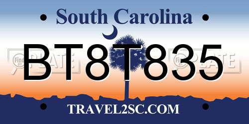 BT8T835 South Carolina License Plate