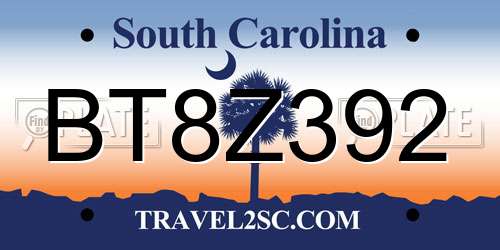 BT8Z392 South Carolina License Plate