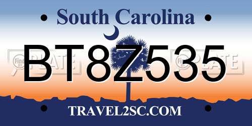 BT8Z535 South Carolina License Plate