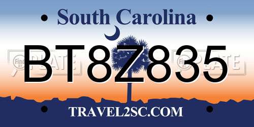 BT8Z835 South Carolina License Plate