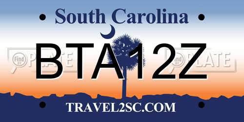 BTA12Z South Carolina License Plate