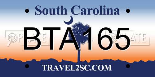 BTA165 South Carolina License Plate