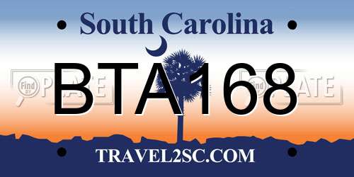 BTA168 South Carolina License Plate